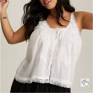Torrid White Lace Trim Top